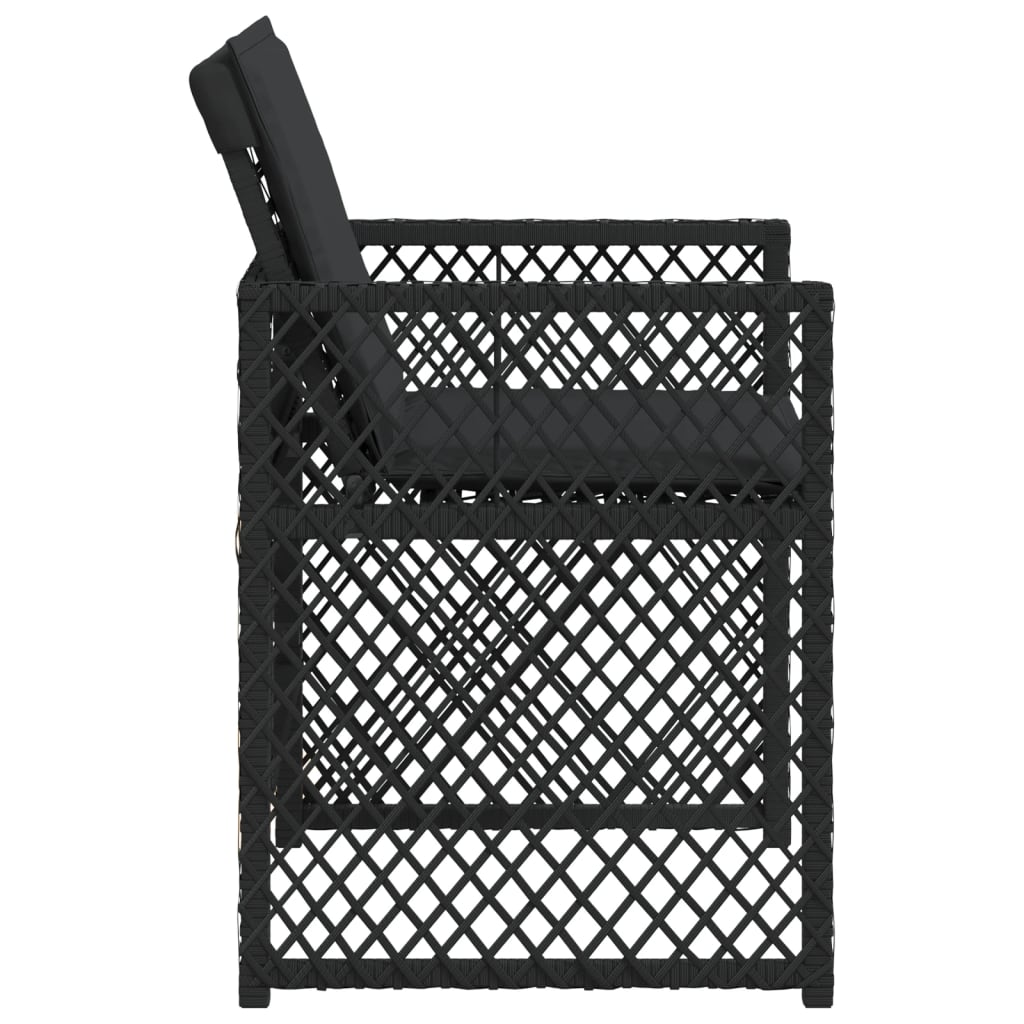 Scaune de grădină cu perne, 4 buc., negru, poliratan GartenMobel Dekor