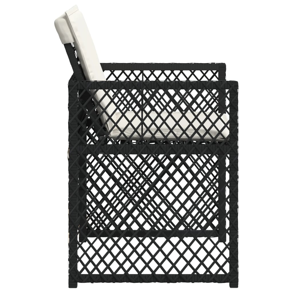 Scaune de grădină cu perne, 4 buc., negru, poliratan GartenMobel Dekor