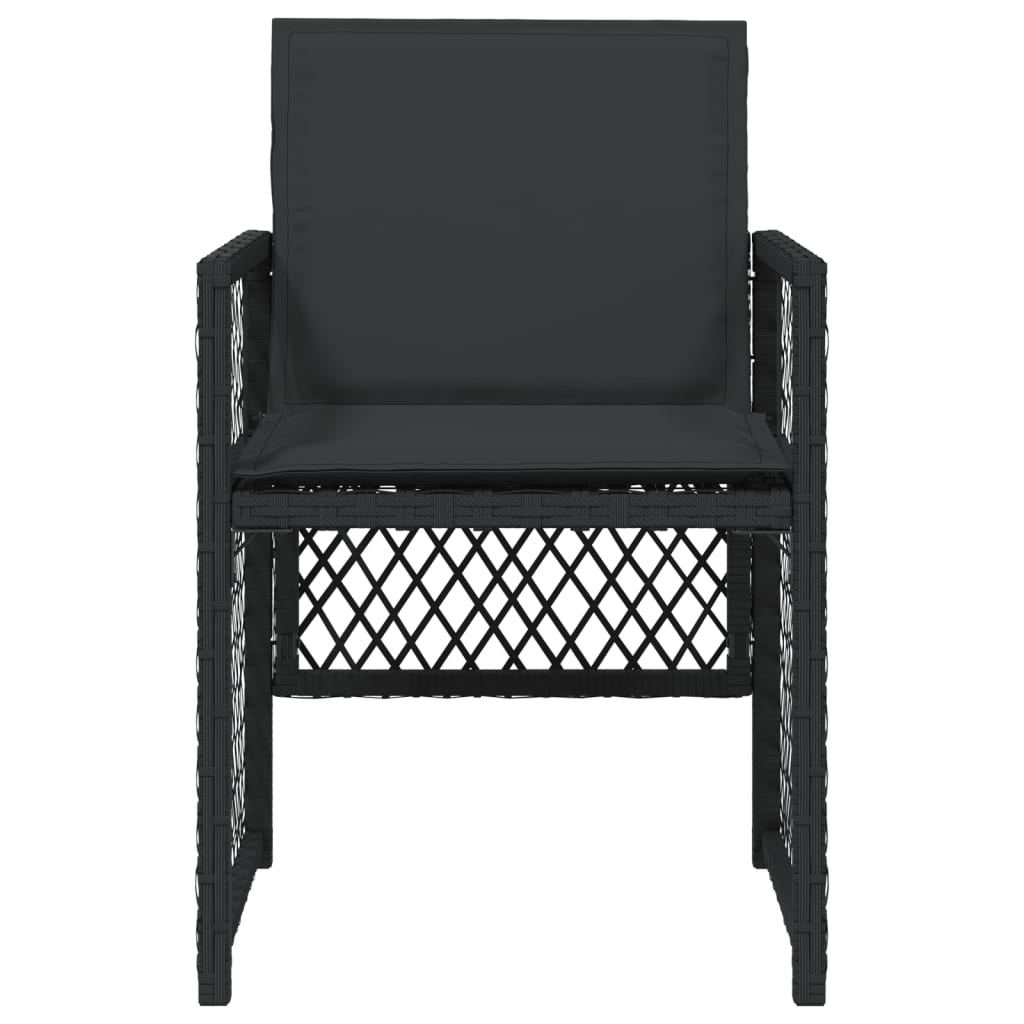 Scaune de grădină cu perne, 4 buc., negru, poliratan GartenMobel Dekor