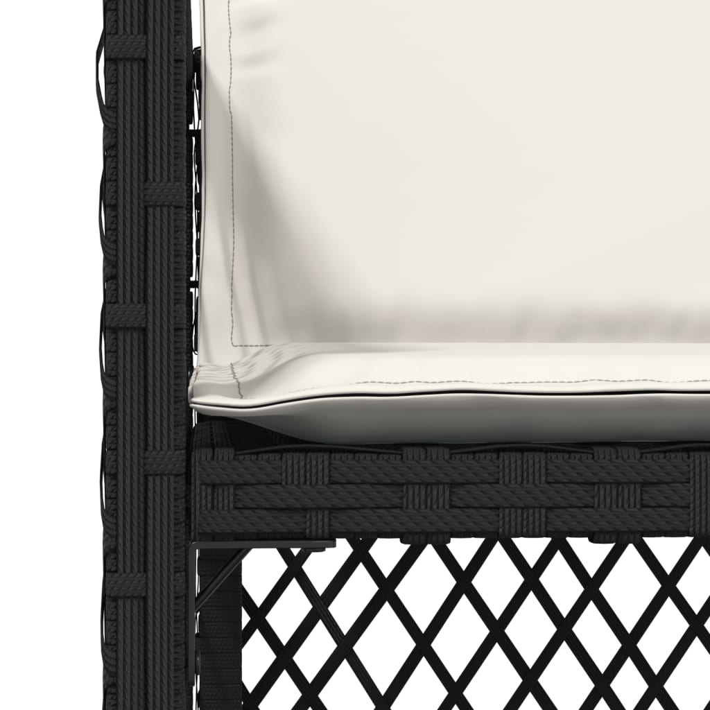 Scaune de grădină cu perne, 4 buc., negru, poliratan GartenMobel Dekor