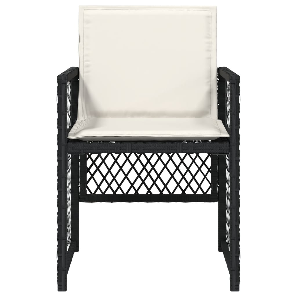 Scaune de grădină cu perne, 4 buc., negru, poliratan GartenMobel Dekor