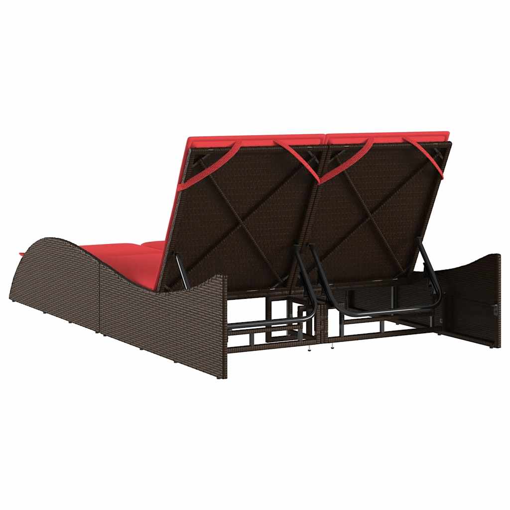 Șezlong cu perne maro 114x205x73 cm, poliratan GartenMobel Dekor