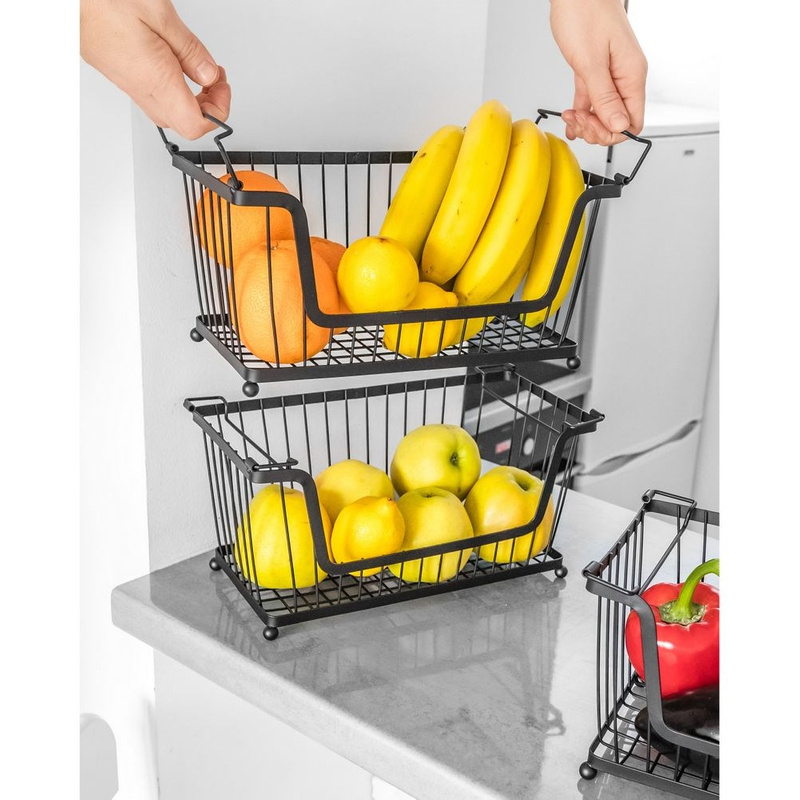 Coșul metalic pentru fructe și legume negru Handy KitchenServ