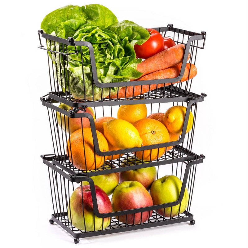 Coșul metalic pentru fructe și legume negru Handy KitchenServ