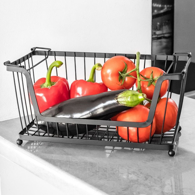 Coșul metalic pentru fructe și legume negru Handy KitchenServ