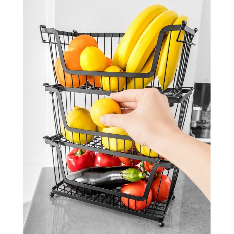 Coșul metalic pentru fructe și legume negru Handy KitchenServ