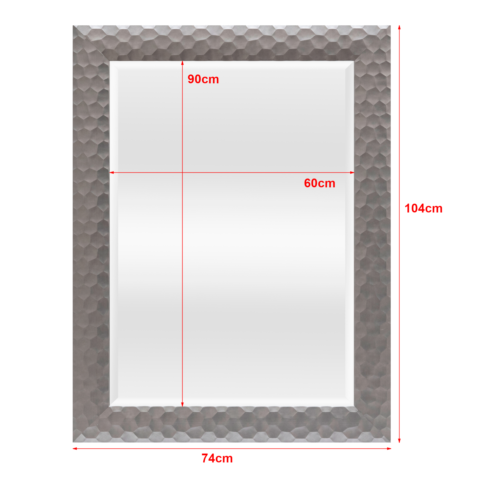 Oglinda de perete, en.casa, Ocre, 104 x 74 cm, plastic, gri argintiu, forma dreptunghiulara HausGarden Leisure