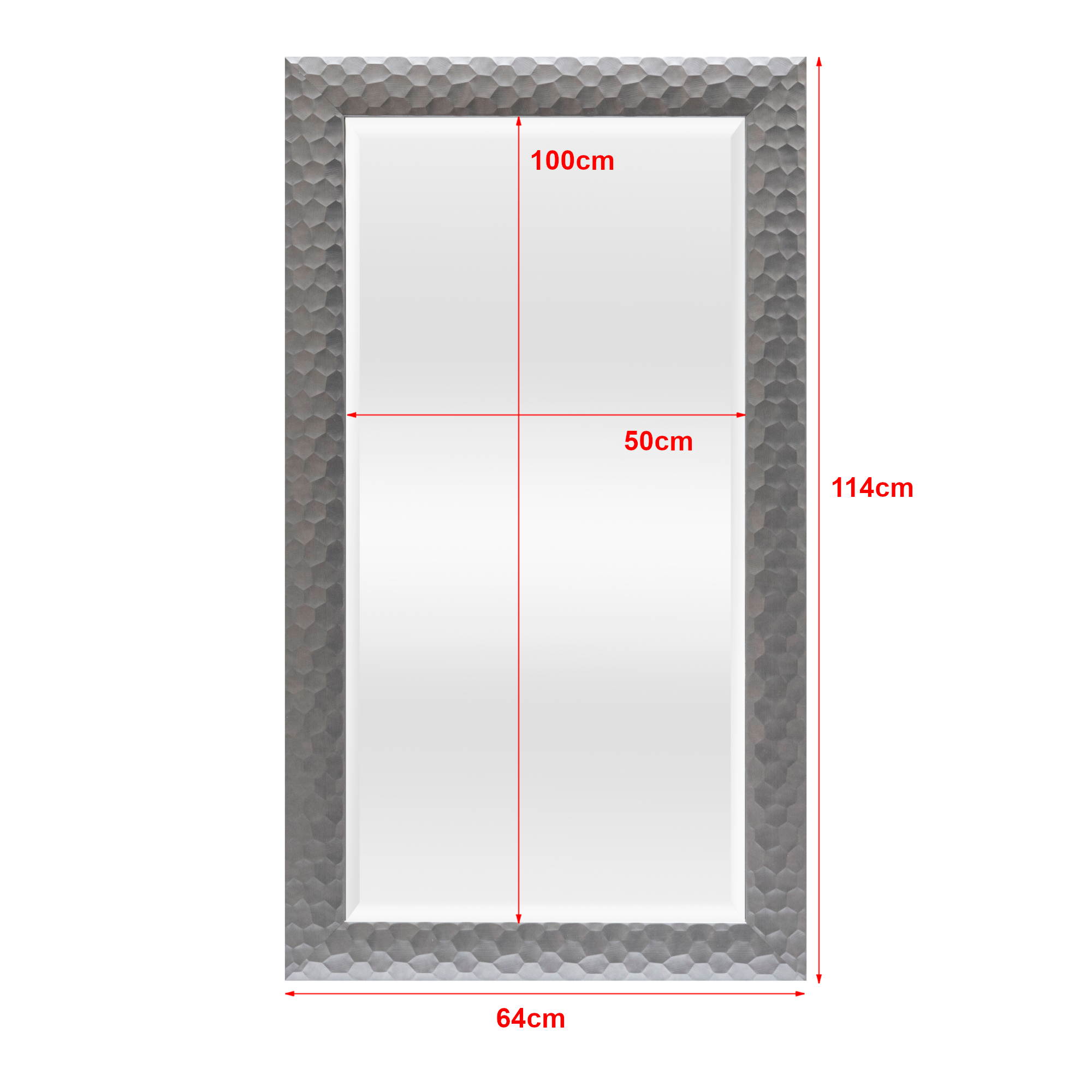 Oglinda de perete, en.casa, Ocre, 114 x 64 cm, plastic, gri argintiu, forma dreptunghiulara HausGarden Leisure