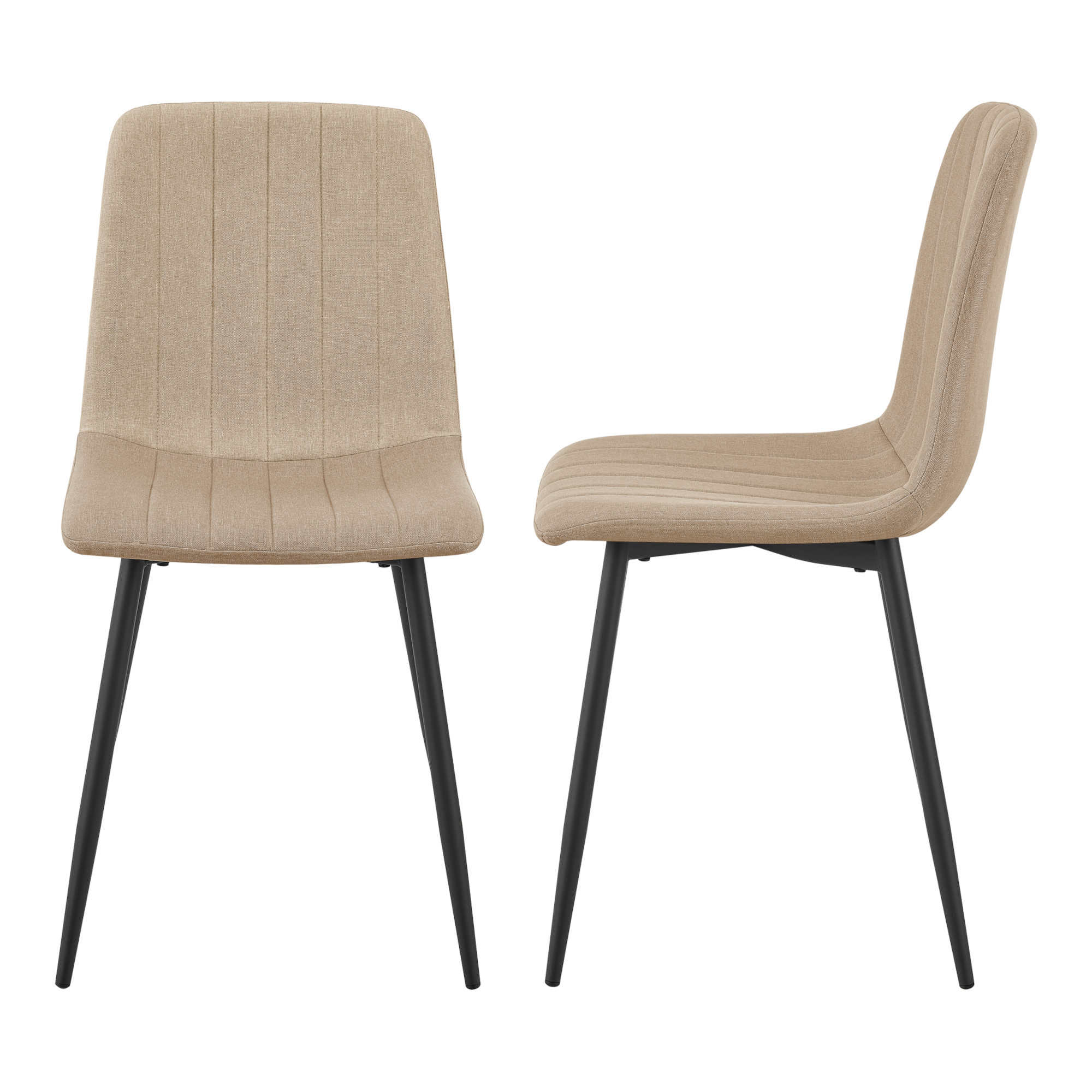 Set 2 bucati scaune bucatarie, en.casa, PXAT-5637 Elsern, 89 x 43 x 51 cm, otel, textil, maro deschis HausGarden Leisure