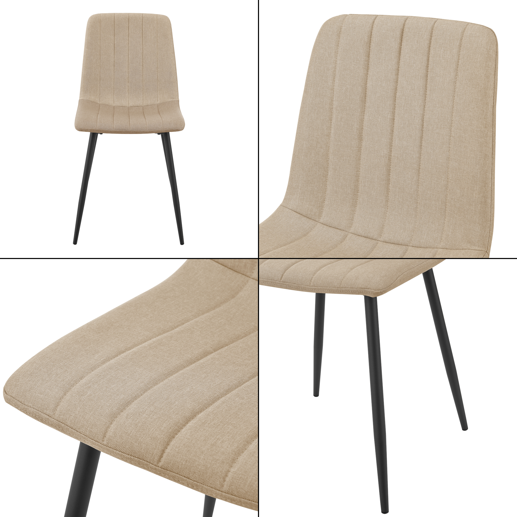 Set 2 bucati scaune bucatarie, en.casa, PXAT-5637 Elsern, 89 x 43 x 51 cm, otel, textil, maro deschis HausGarden Leisure