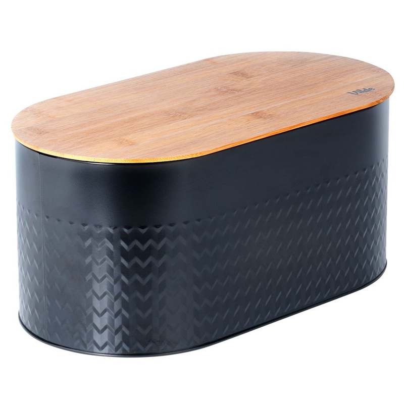 Cutia pentru pâine din metal negru cu capac din lemn 34×18,5×15,5 cm Handy KitchenServ