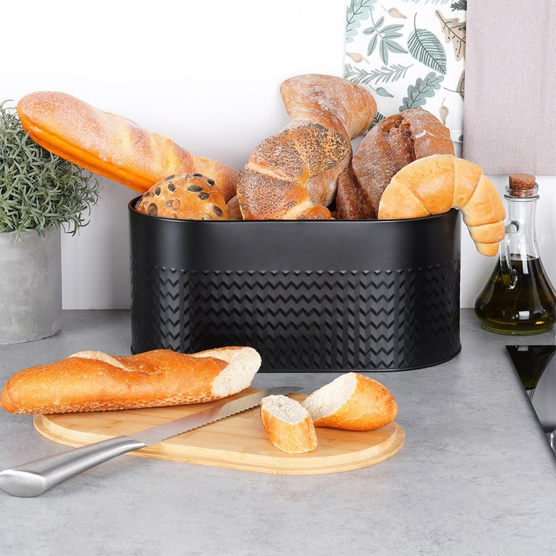 Cutia pentru pâine din metal negru cu capac din lemn 34×18,5×15,5 cm Handy KitchenServ