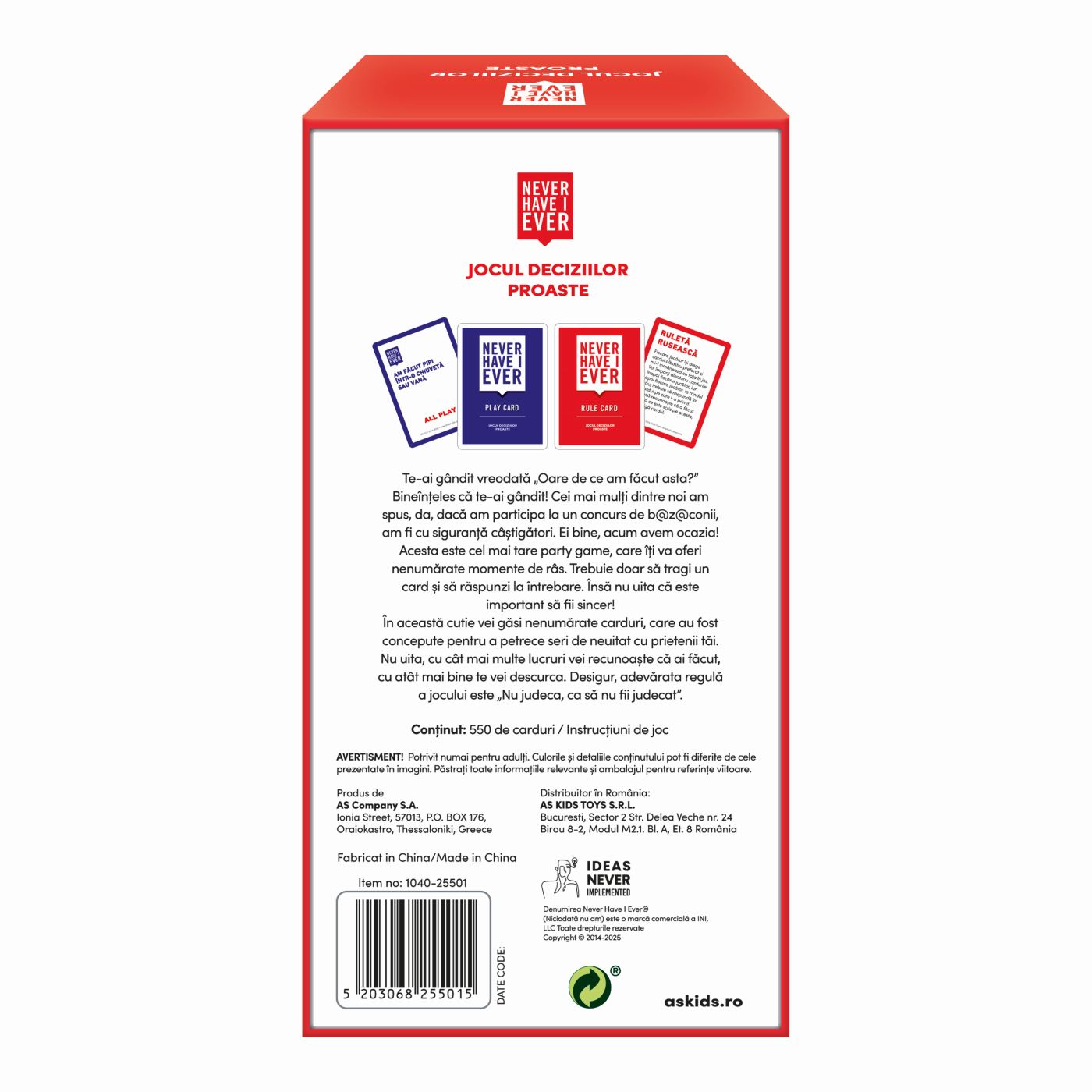 JOC DE SOCIETATE JOCUL DECIZIILOR PROASTE PENTRU ADULTI IN LIMBA ROMANA SuperHeroes ToysZone