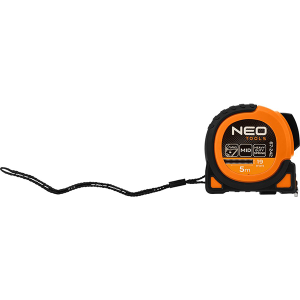 Ruleta banda din otel/nailon negru 5 m x 19 mm magnetica NEO TOOLS 67-242 HardWork ToolsRange