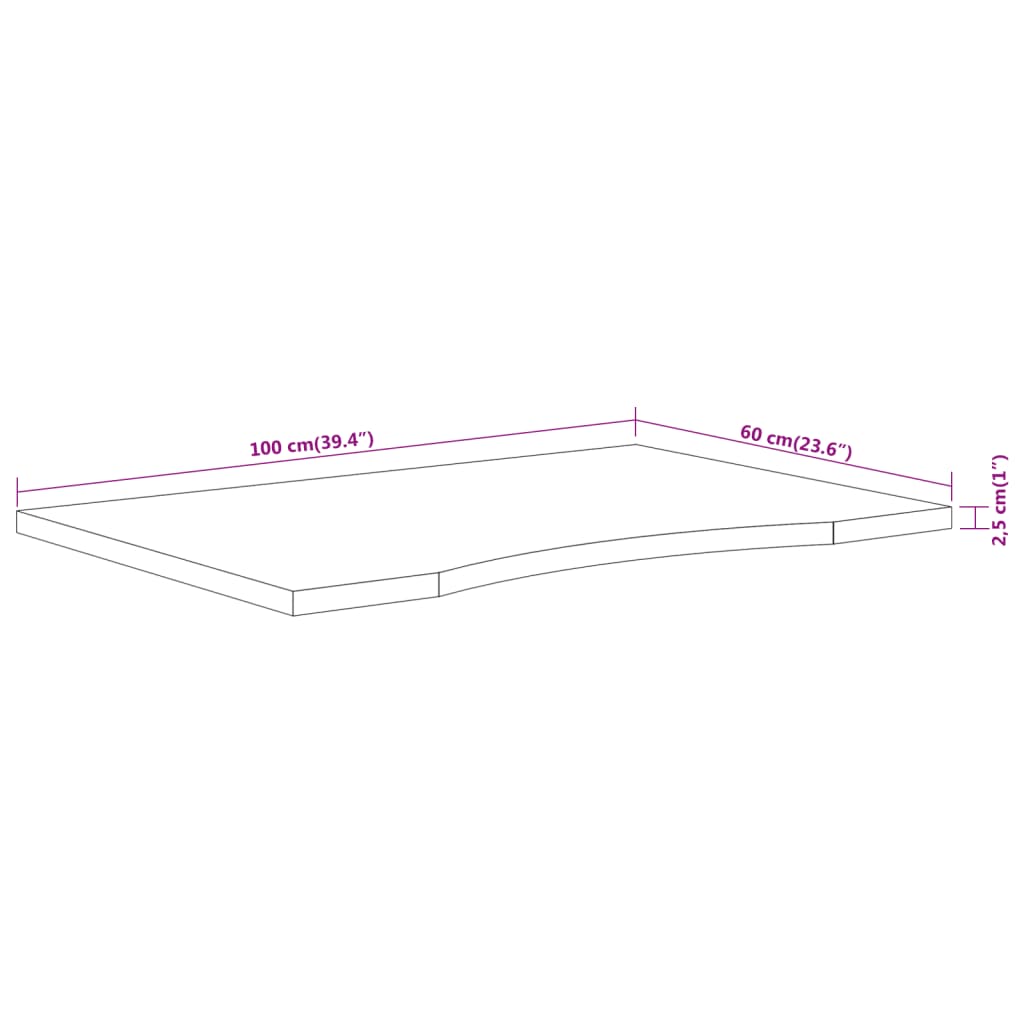 Blat de birou 100x60x2,5 cm dreptunghiular lemn masiv de acacia GartenMobel Dekor