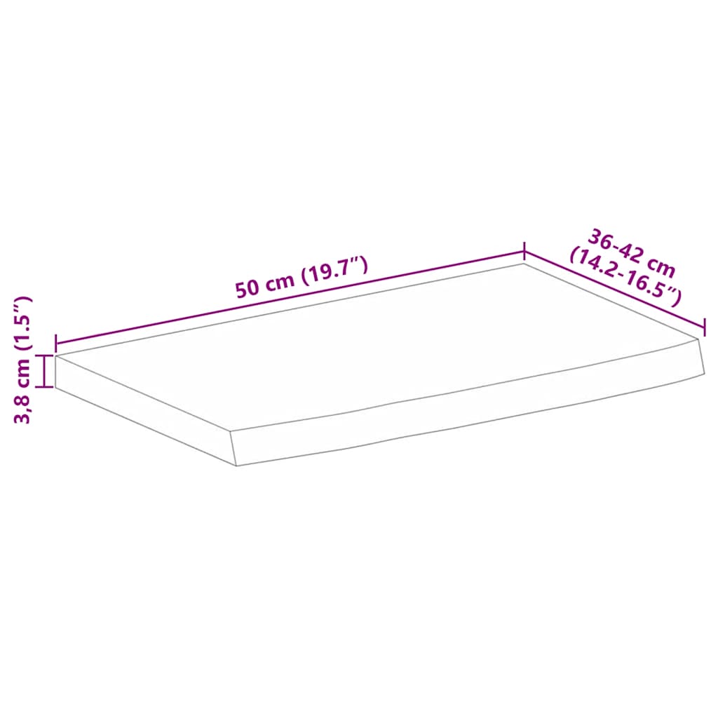 Blat de masă margine naturală, 50x40x3,8 cm, lemn masiv mango GartenMobel Dekor
