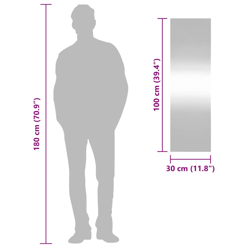 Oglindă de perete, 30x100 cm, dreptunghiular, sticlă GartenMobel Dekor