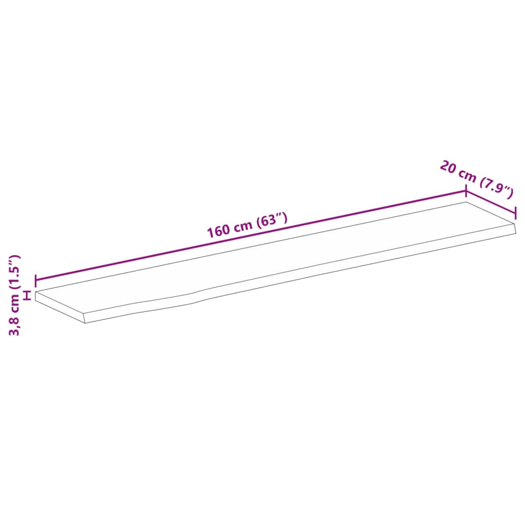 Blat de masă contur organic 160x20x3,8 cm lemn masiv de mango GartenMobel Dekor