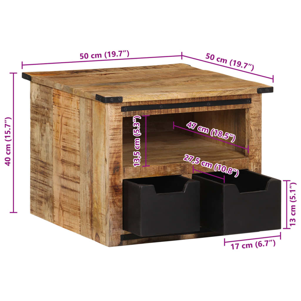 Măsuță de cafea cu sertare, 50x50x40 cm, lemn masiv mango GartenMobel Dekor