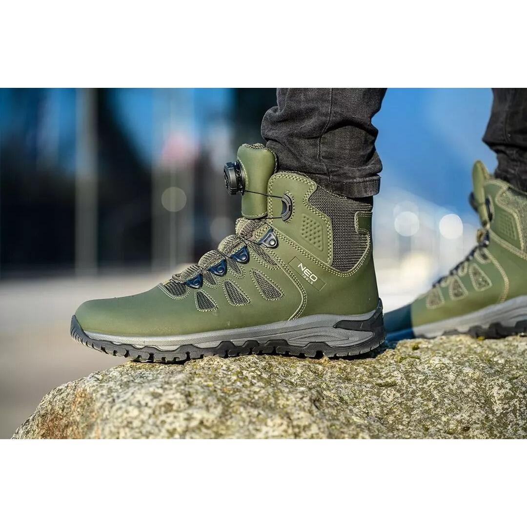 Bocanci de lucru, O2, SR, FO, sireturi cu buton de blocare, piele nabuc, marimea 44, NEO GartenVIP DiyLine