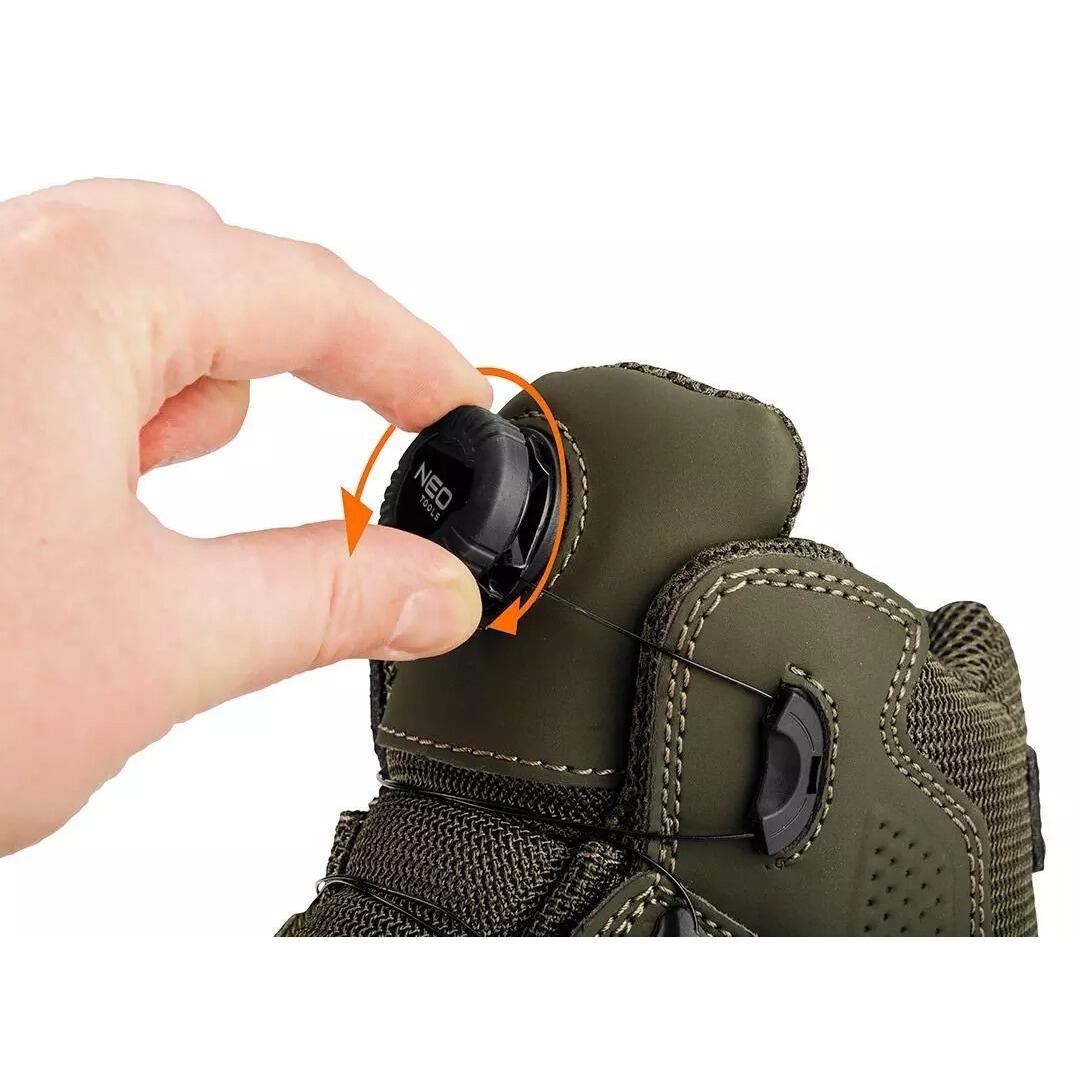 Bocanci de lucru, O2, SR, FO, sireturi cu buton de blocare, piele nabuc, marimea 44, NEO GartenVIP DiyLine