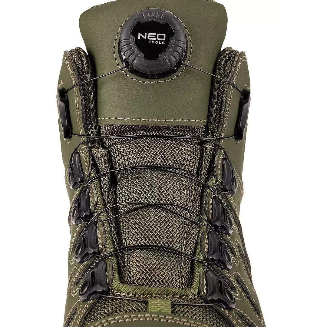 Bocanci de lucru, O2, SR, FO, sireturi cu buton de blocare, piele nabuc, marimea 44, NEO GartenVIP DiyLine