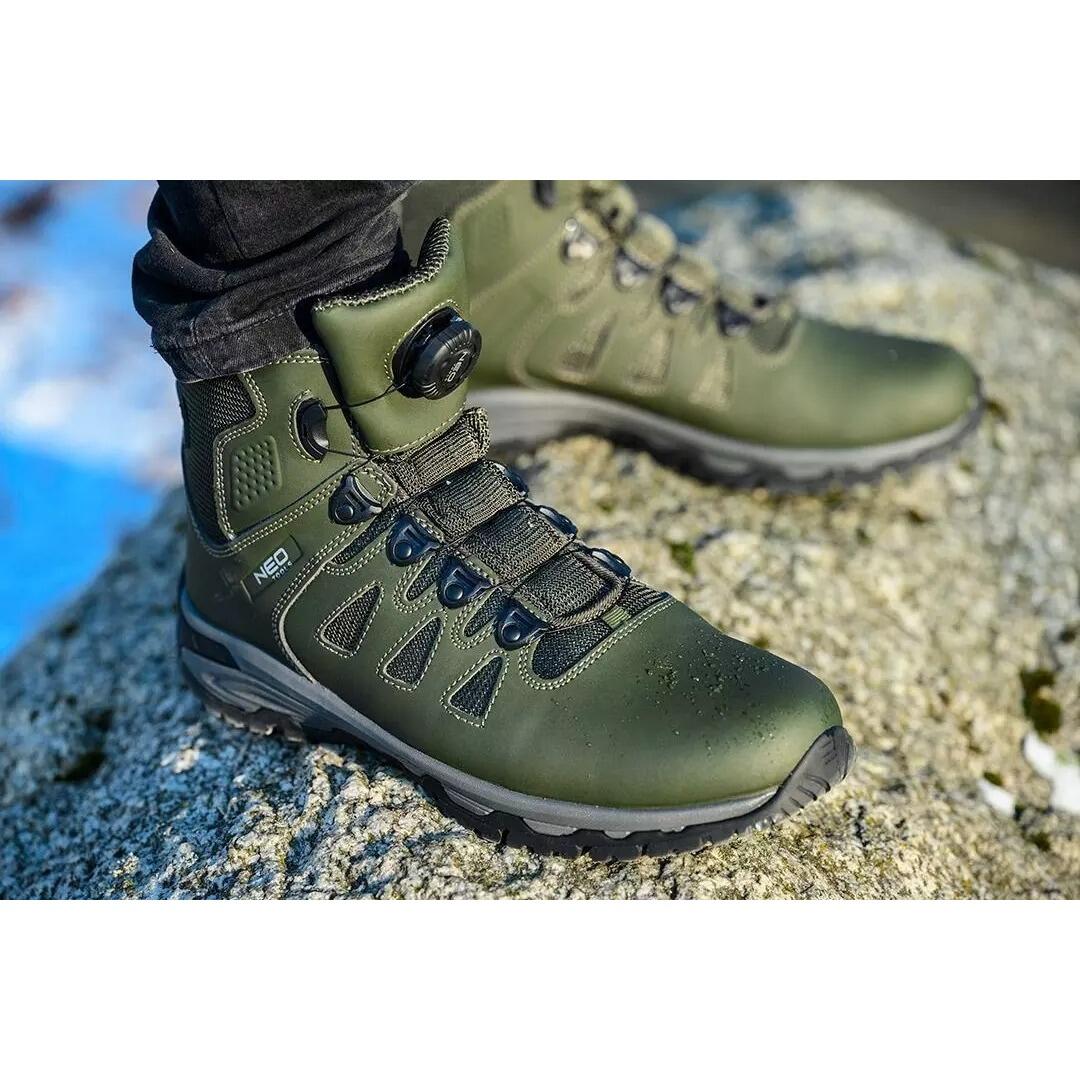 Bocanci de lucru, O2, SR, FO, sireturi cu buton de blocare, piele nabuc, marimea 44, NEO GartenVIP DiyLine