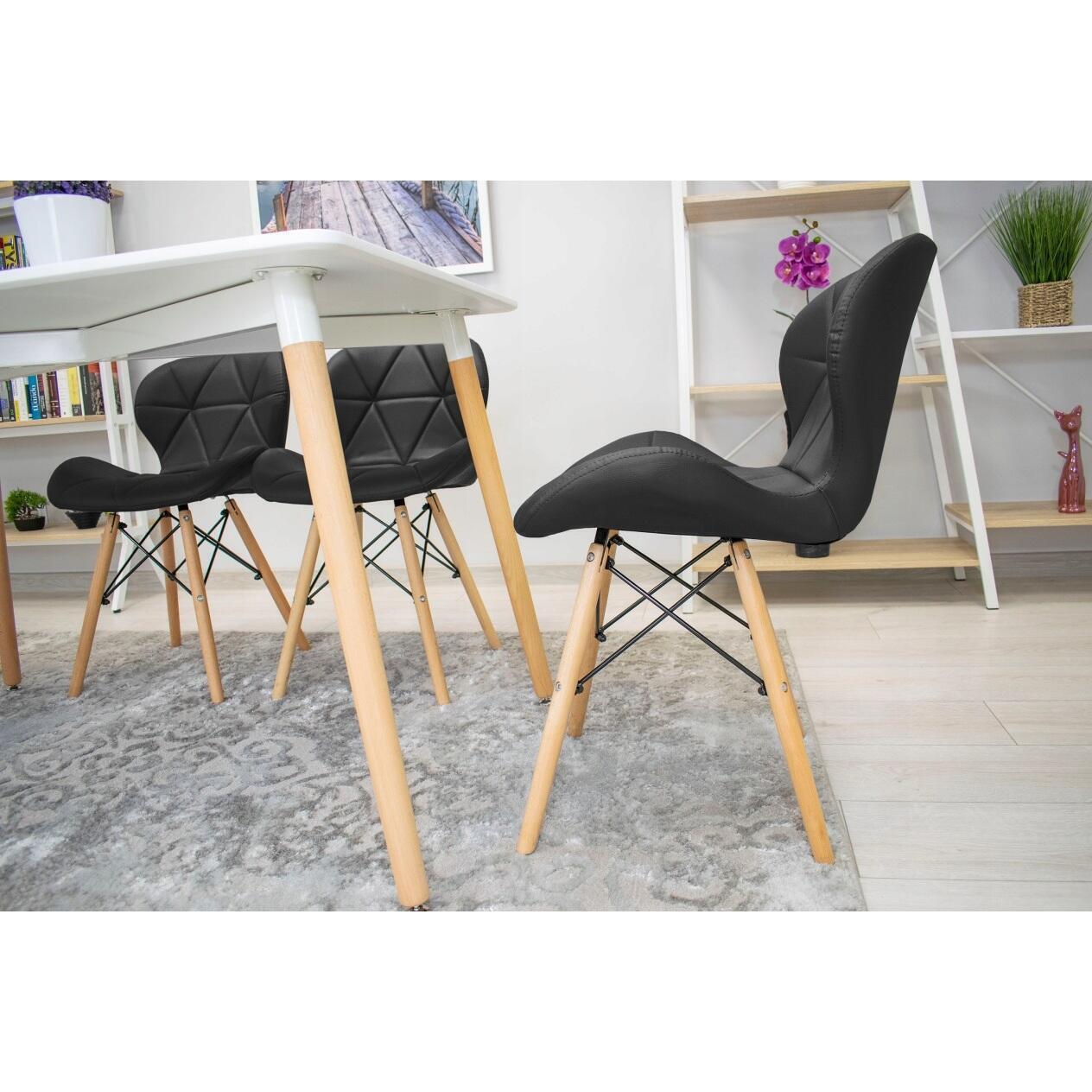 Set 6 scaune bucatarie/living, Artool, Lago, piele ecologica, lemn, negru, 47x38x73 cm GartenVIP DiyLine