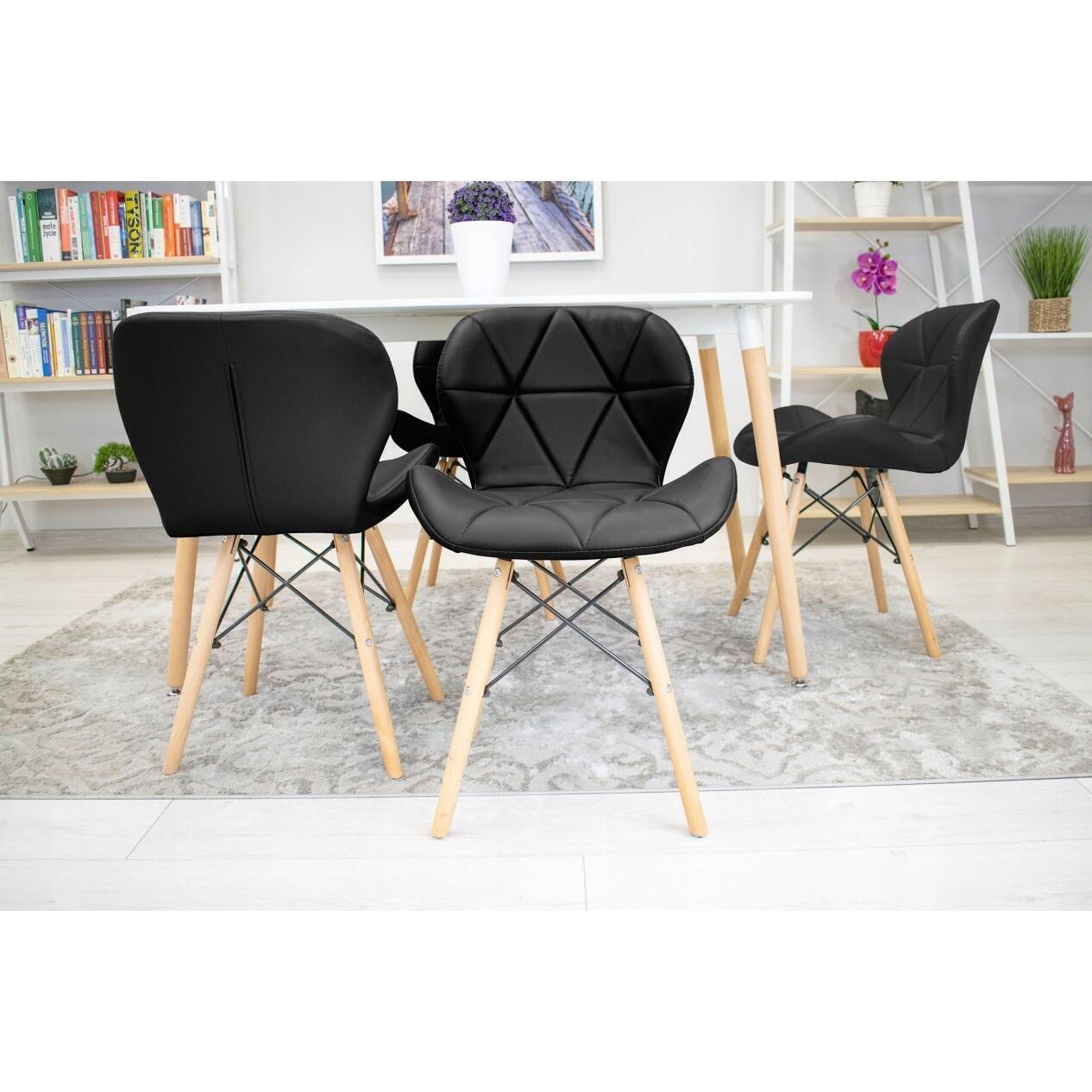 Set 6 scaune bucatarie/living, Artool, Lago, piele ecologica, lemn, negru, 47x38x73 cm GartenVIP DiyLine