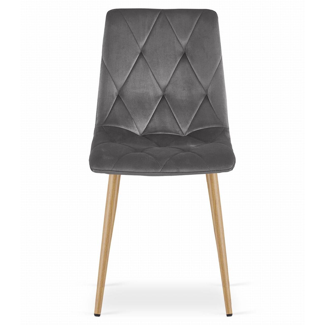 Set 6 scaune bucatarie/living, Artool, Libra, catifea, metal, gri, picioare natur, 45x54x86.5 cm GartenVIP DiyLine