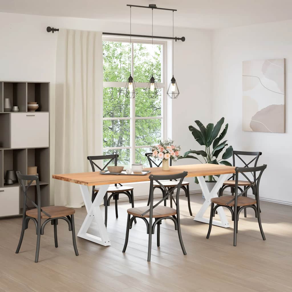 Picioare masă de sufragerie, 2 buc., alb, 70x(72-73,3) cm, oțel GartenMobel Dekor