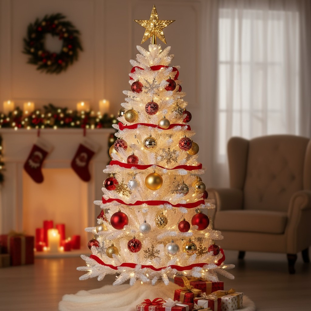 Brad artificial, pin alb, inaltime 200 cm, aspect premium, suport MultiMark GlobalProd