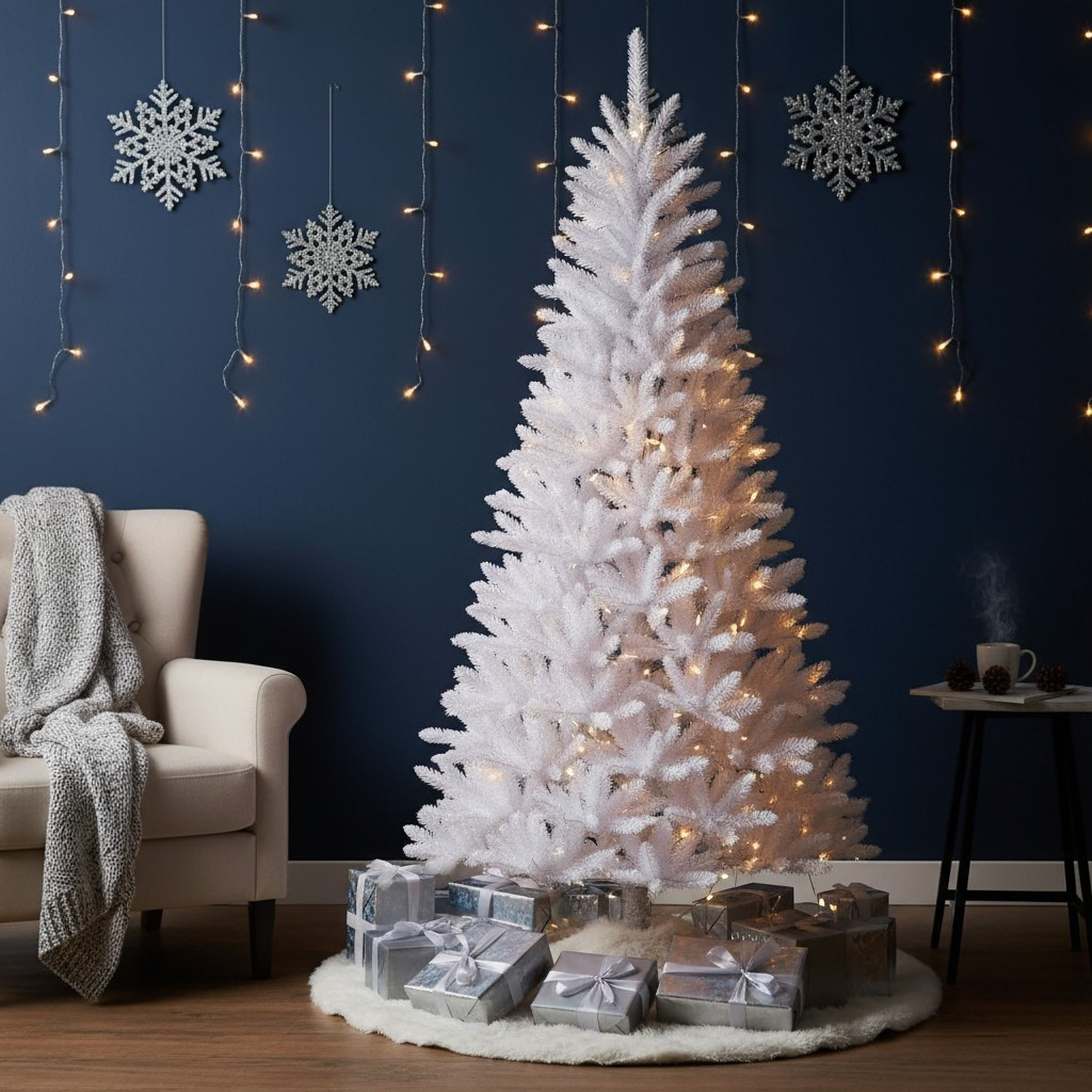 Brad artificial, pin alb, inaltime 200 cm, aspect premium, suport MultiMark GlobalProd