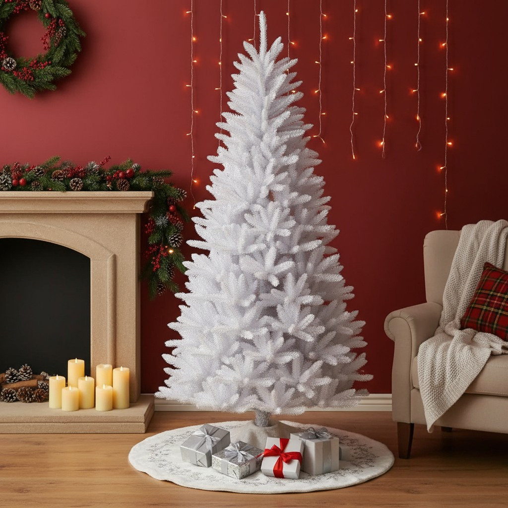 Brad artificial, pin alb, inaltime 200 cm, aspect premium, suport MultiMark GlobalProd