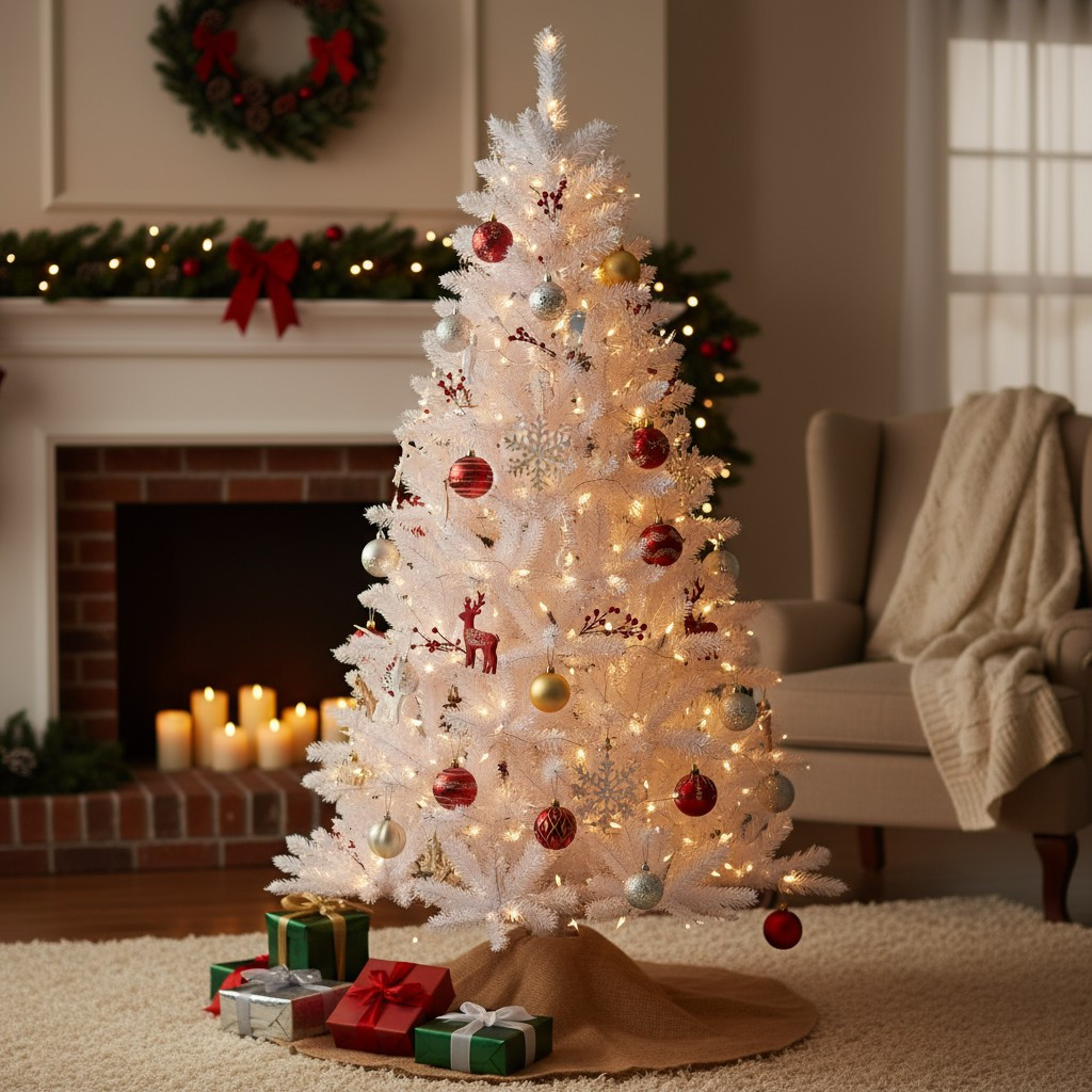 Brad artificial, pin alb, inaltime 200 cm, aspect premium, suport MultiMark GlobalProd