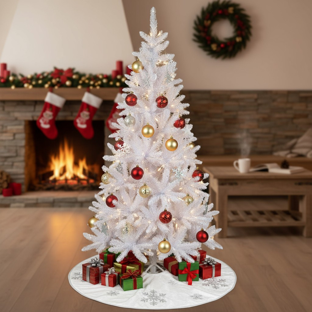 Brad artificial, pin alb, inaltime 200 cm, aspect premium, suport MultiMark GlobalProd