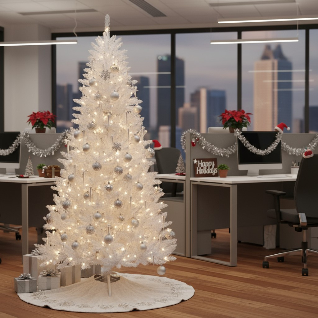 Brad artificial, pin alb, inaltime 200 cm, aspect premium, suport MultiMark GlobalProd