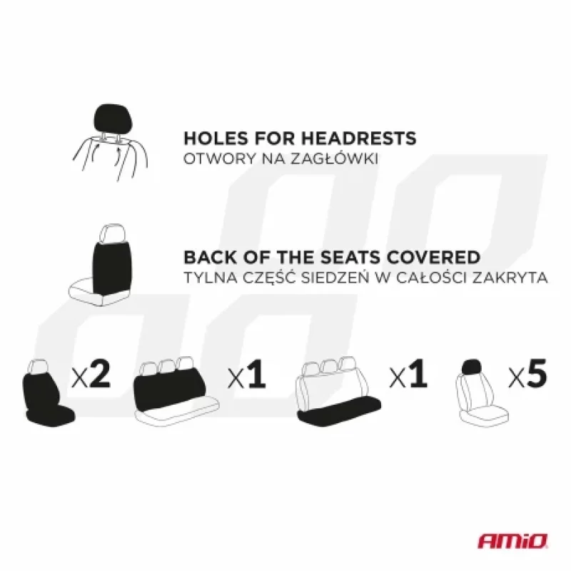 Huse scaun universale 9buc Amio SC-04 - Negru/Gri Garage AutoRide