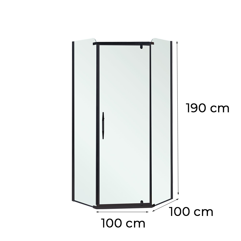 Leziter Cabină de duș pătrată Celtic 100x100 cm fără cădiță neagră Mobalis Homvera