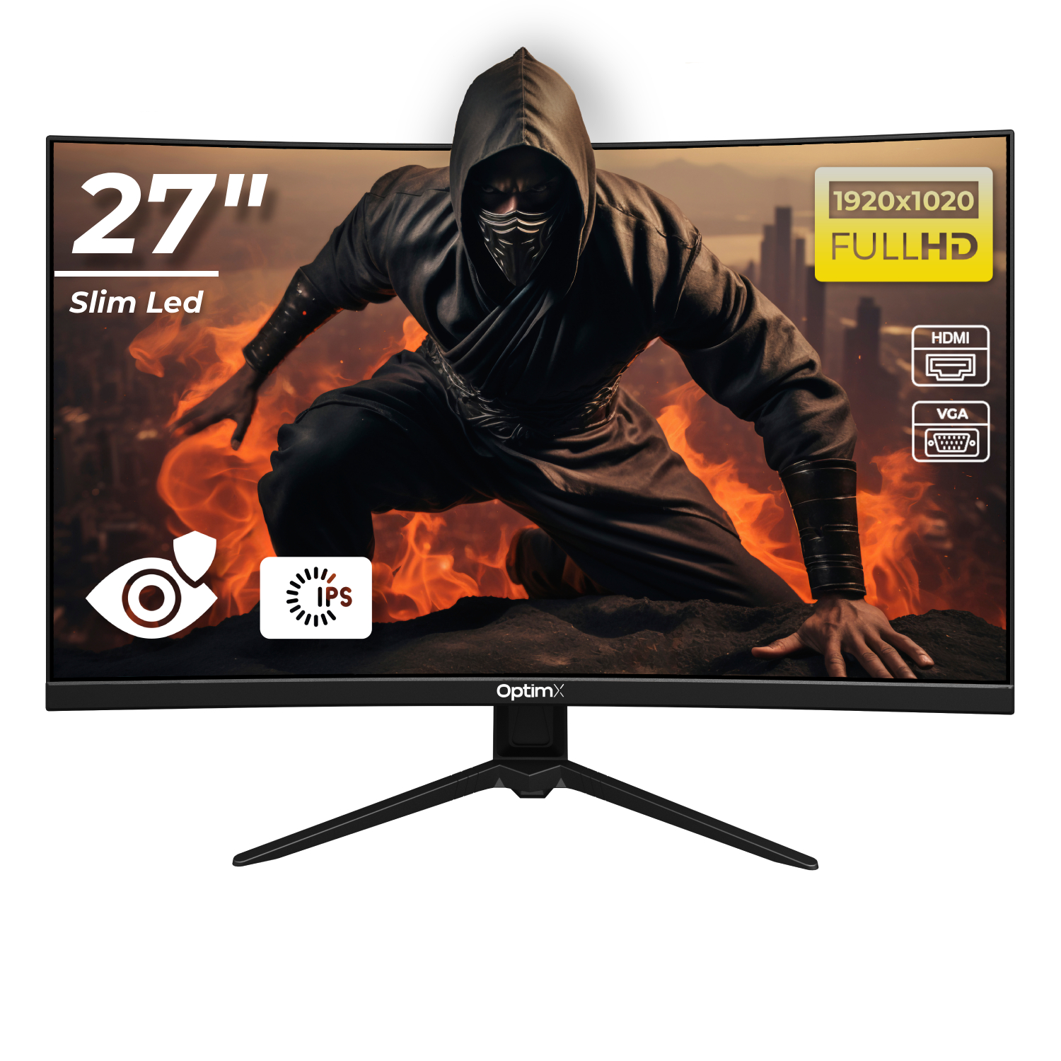 Monitor LED Gaming Curbat 27 inch OptimX MT27Y, Full HD 1920x1020, VGA, HDMI, Slim, NoFrame, LED NewTechnology Media