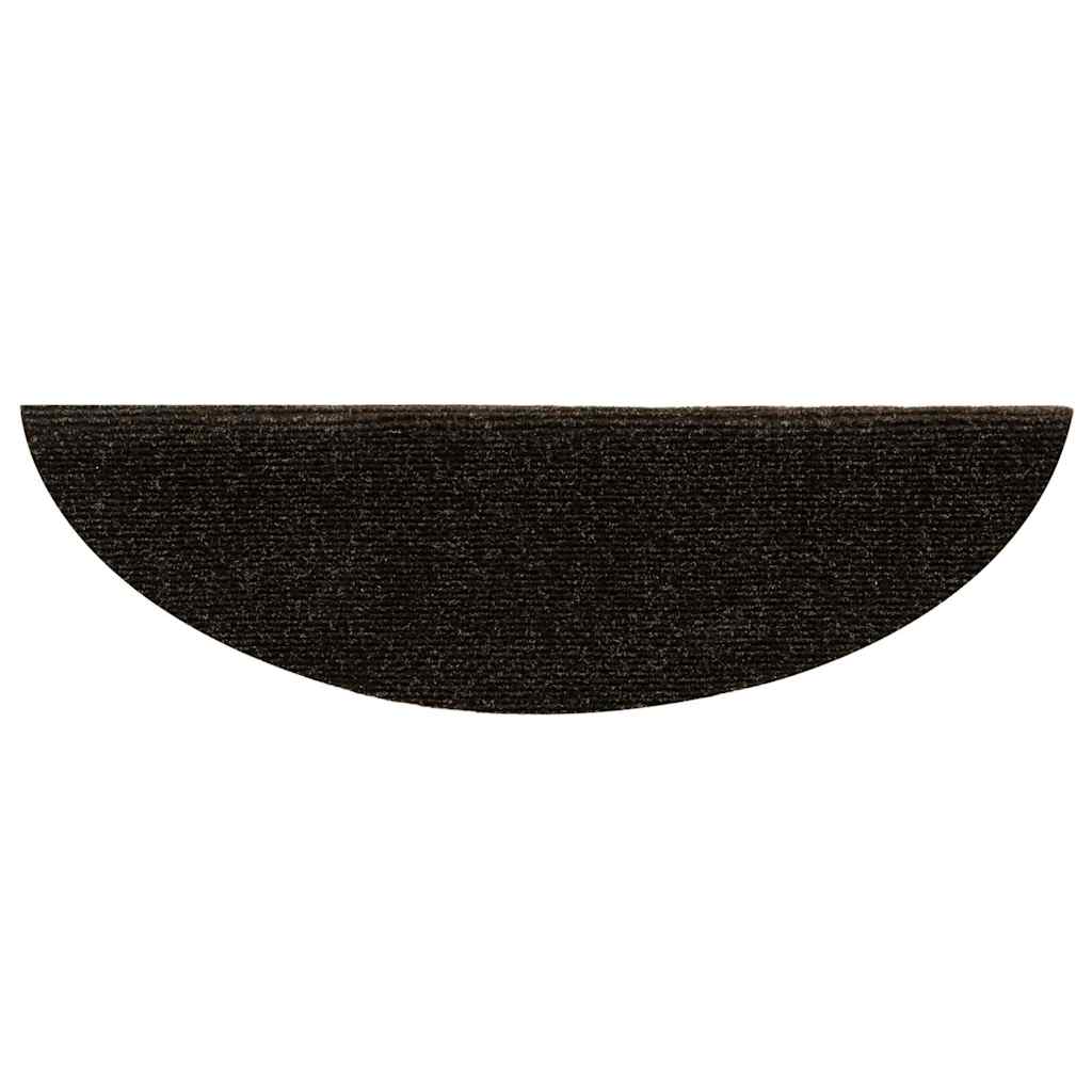 Covorașe pentru scări autoadezive, 5 buc., 56x17x3 cm, maro închis, semirotunde GartenMobel Dekor