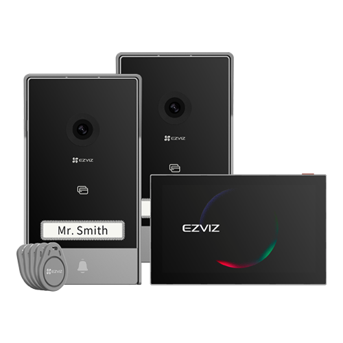 Kit video-interfon, monitor tactil 7', 2 posturi exterioare, camera 2K, audio, IR 6m, Wi-Fi - EZVIZ CS-HP7(3MP,2-Entry Kit) SafetyGuard Surveillance