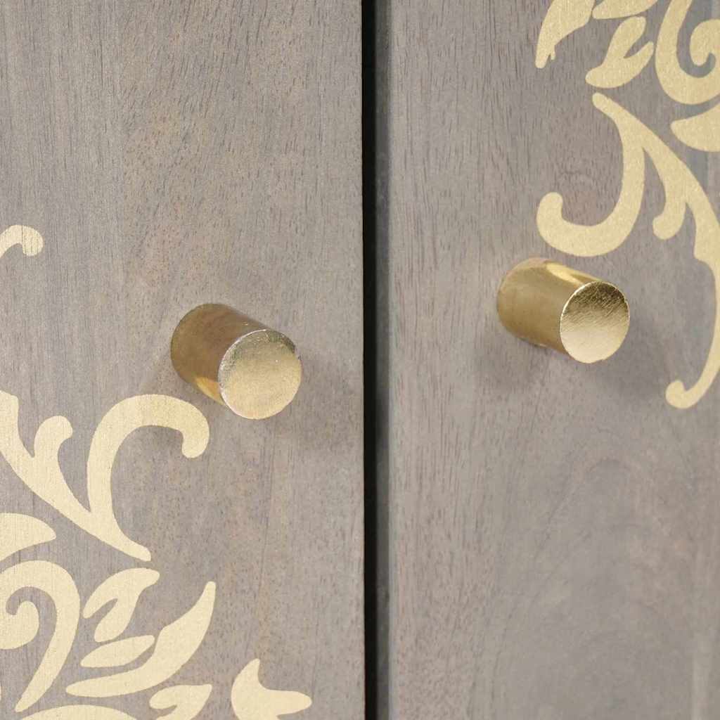 Bufet Gri și Aur 60 x 33.5 x 75 cm Lemn masiv de mango GartenMobel Dekor