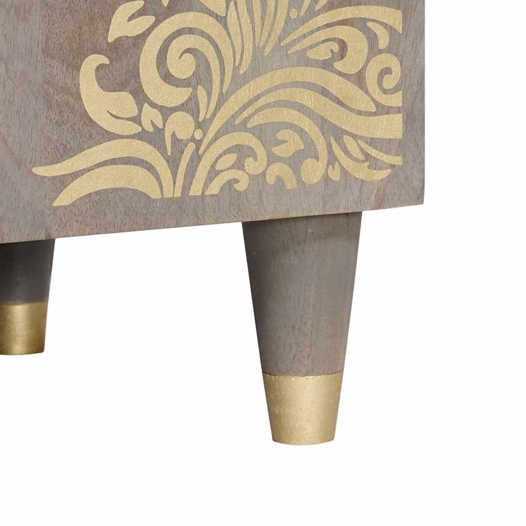 Cabinet TV Gri și Aur 105 x 33.5 x 46 cm Lemn masiv de mango GartenMobel Dekor