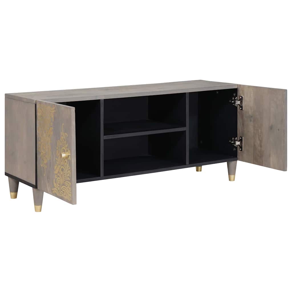 Cabinet TV Gri și Aur 105 x 33.5 x 46 cm Lemn masiv de mango GartenMobel Dekor