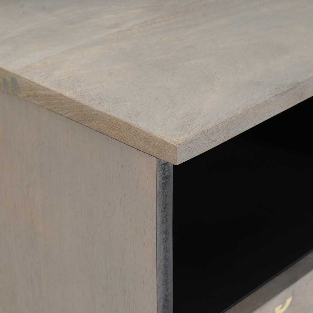 Cabinet TV cu raft cu depozitare Gri și Aur Lemn masiv de mango GartenMobel Dekor