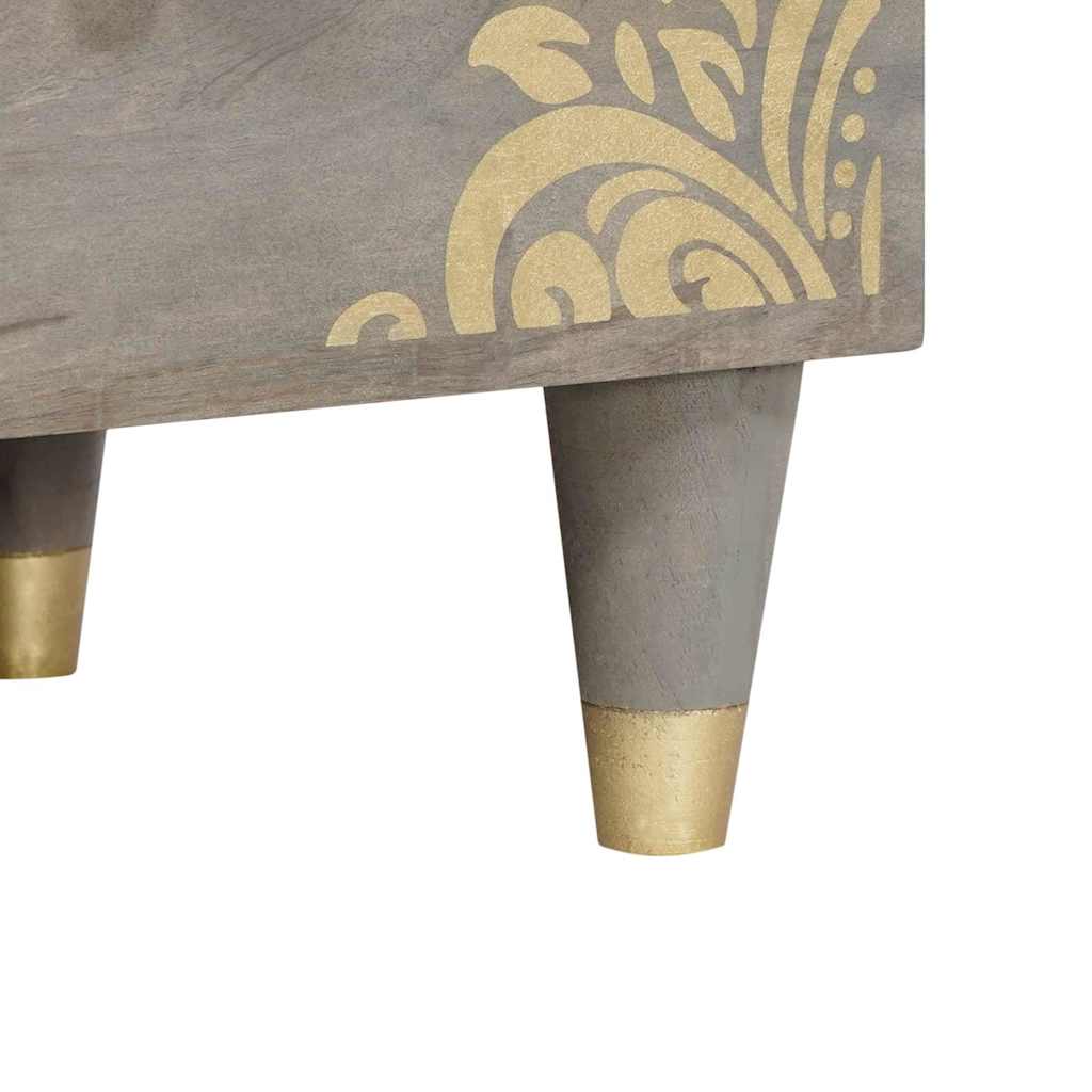 Cabinet TV cu raft cu depozitare Gri și Aur Lemn masiv de mango GartenMobel Dekor