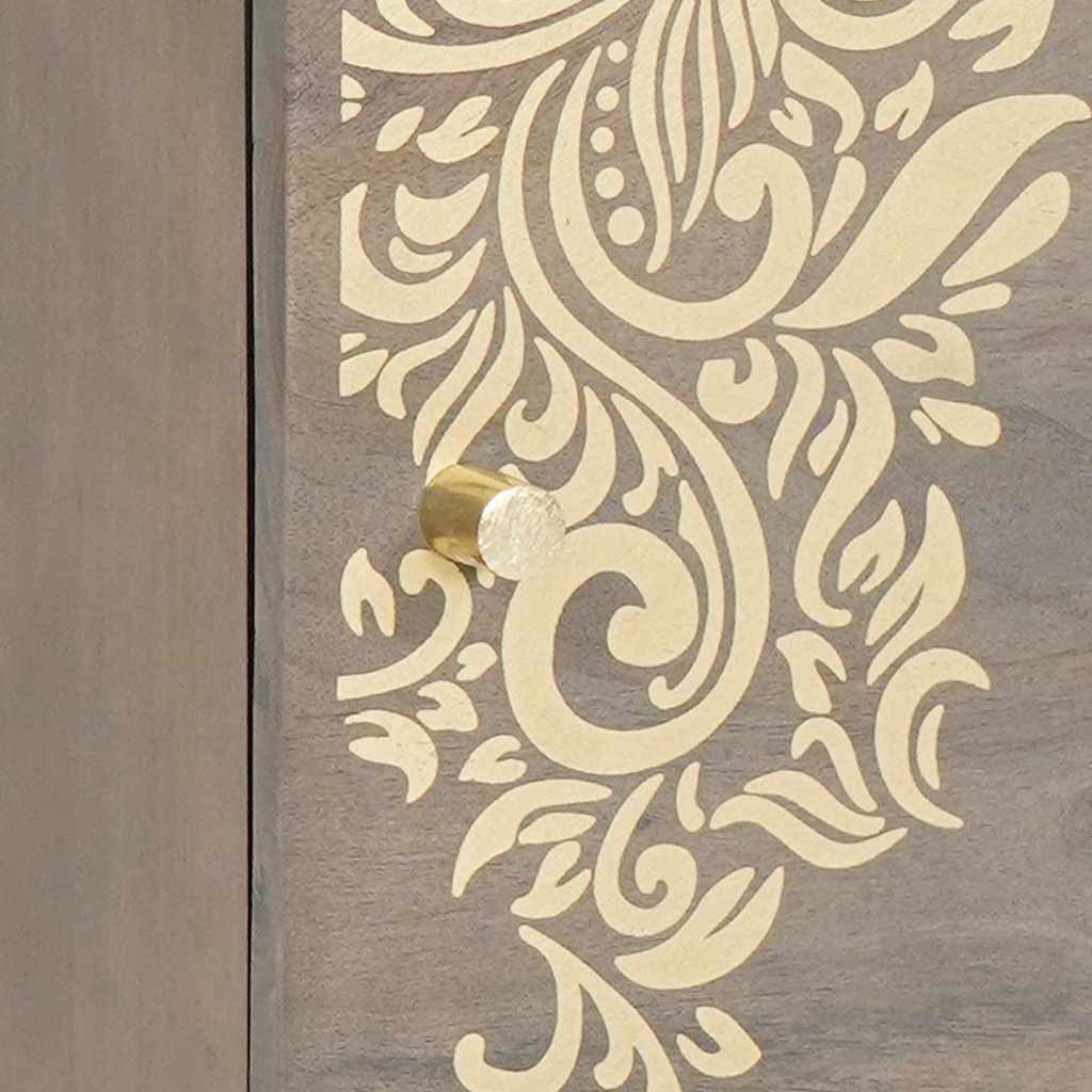 Dulap de noapte 2 pcs Gri 40 x 33 x 46 cm Lemn masiv de mango GartenMobel Dekor