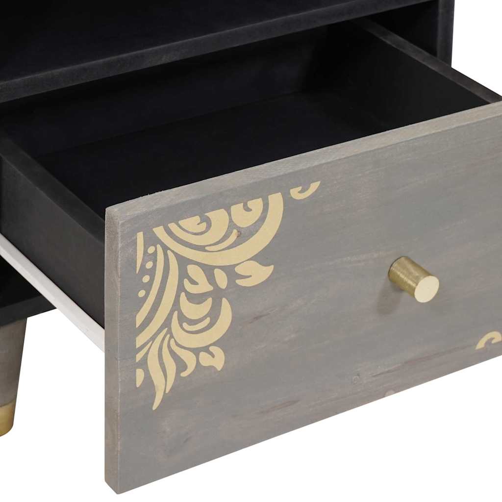 Dulap de noapte 2 pcs Gri 40 x 33 x 46 cm Lemn masiv de mango GartenMobel Dekor