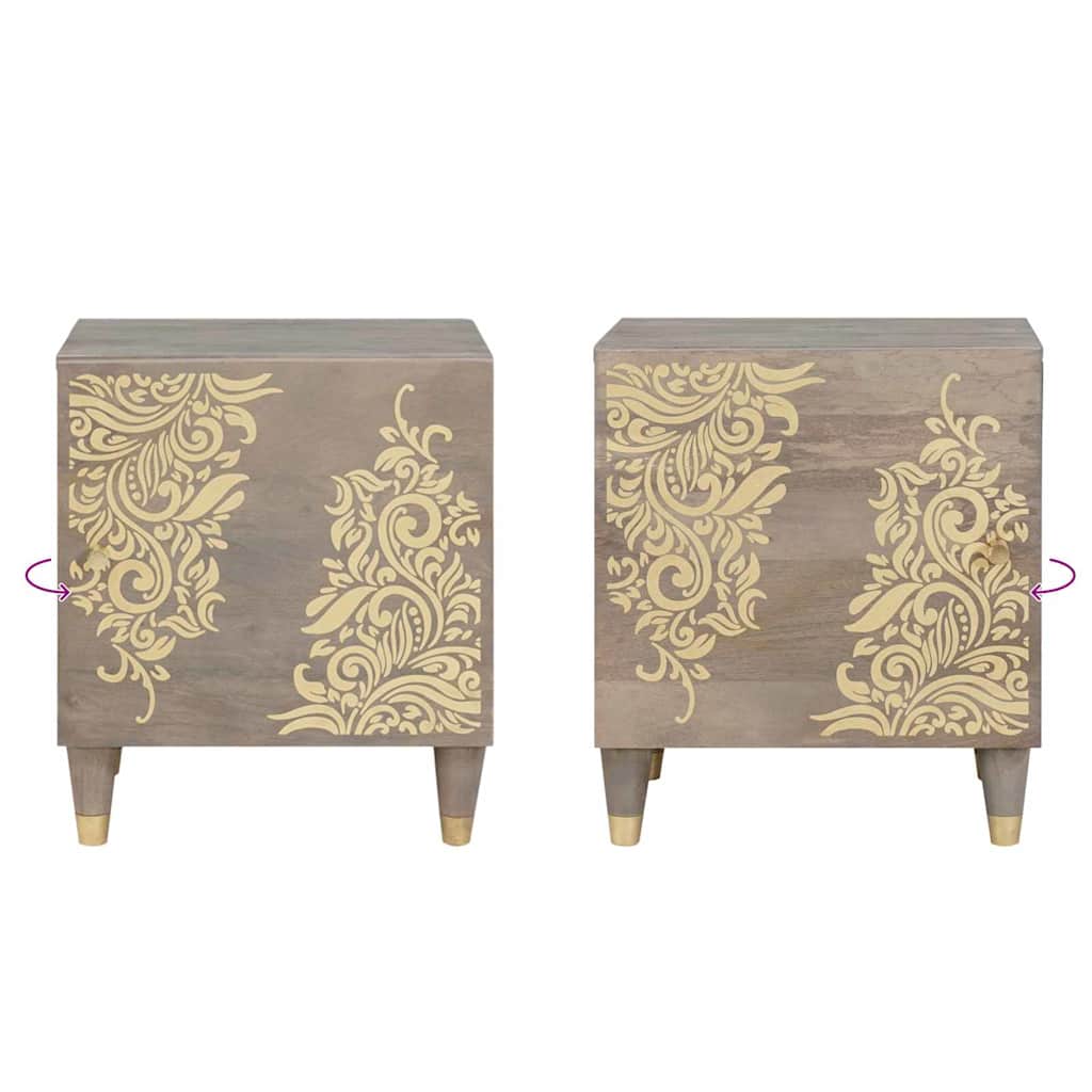 Dulap de noapte Gri 40 x 33 x 46 cm Lemn masiv de mango GartenMobel Dekor